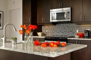 Uptown Dallas - West Village High Rise #106 - Dark Kitchen Cabinets